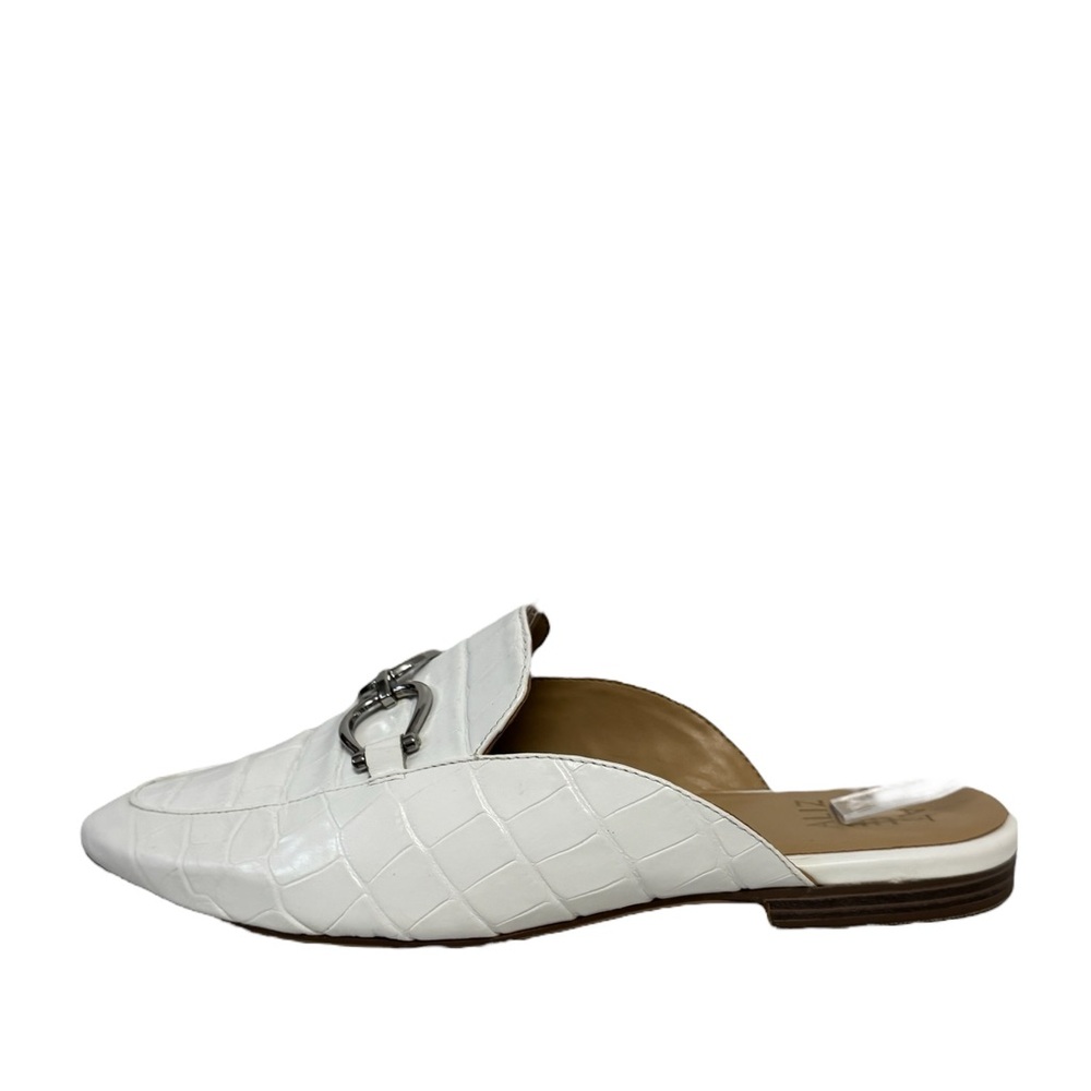 Naturalizer Leanna Leather Croc-Embossed Spring Slip On Slide Mules White 9 - Picture 4 of 10